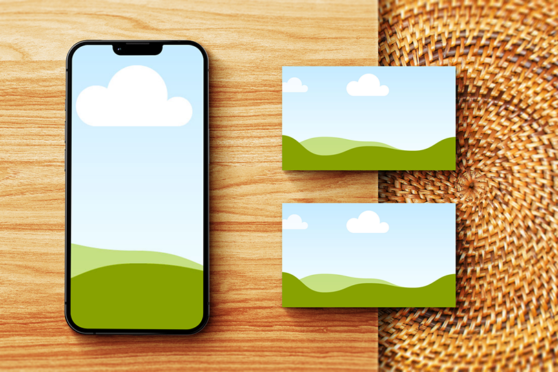 Canva Bohemian iPhone 13 Pro and Business Card Mockup