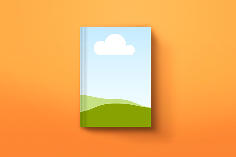 Canva Book Mockup on Orange Solid Background