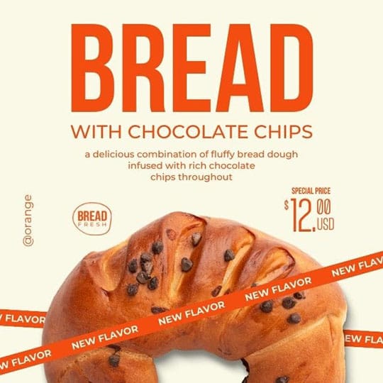 Canva Bread With Chocolate Chips Orange Instagram Post