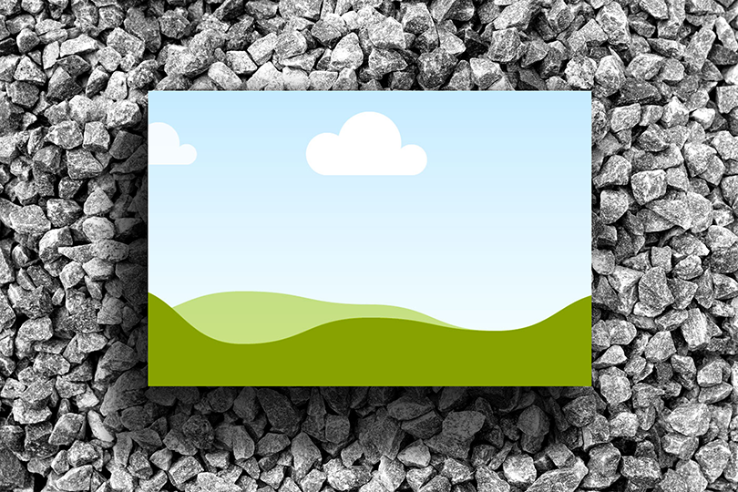 Canva Business Card Mockup on Gravel Stone