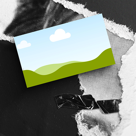 Canva Business Card Mockup on Paper Torn Background