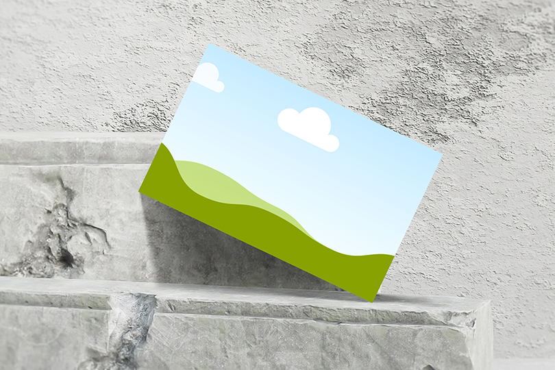 Canva Business Card Mockup on Stone Rocks Cubic