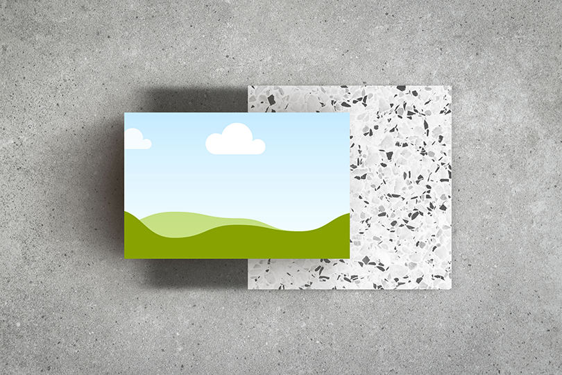 Canva Business Card Mockup on Terazzo Square Tile