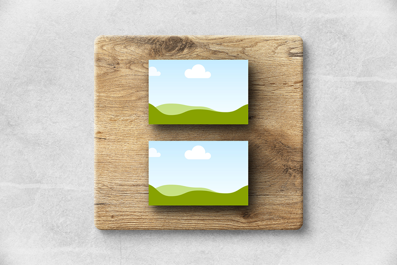 Canva Business Card Mockup on Wooden Plank