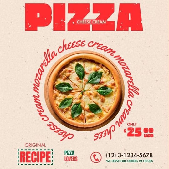 Canva Cheese Cream Exobites Pizza Instagram Post