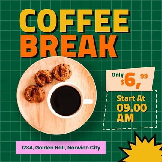 Canva Coffee Break Verdegreen Instagram Post