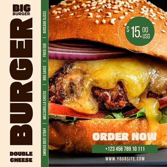 Canva Double Cheese Burger Big Burger Instagram Post