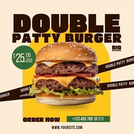 Canva Double Patty Burger Big Burger Instagram Post