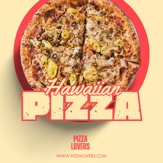 Canva Hawaiian Pizza Peach Pizza Instagram Post