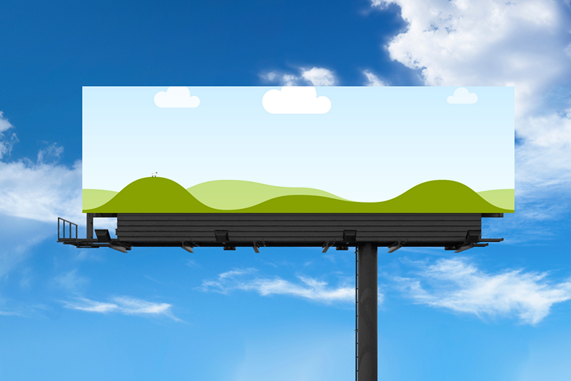 Canva Long Billboard Mockup on Bright Sky