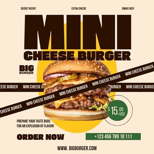 Canva Mini Cheese Burger Big Burger Instagram Post