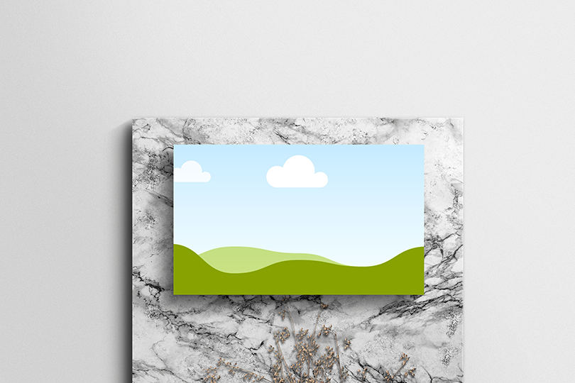 Canva Minimal Business Card Mockup on Marble Background