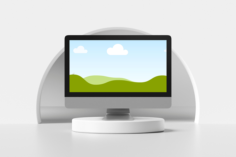 Canva Minimalist iMac Mockup on Podium