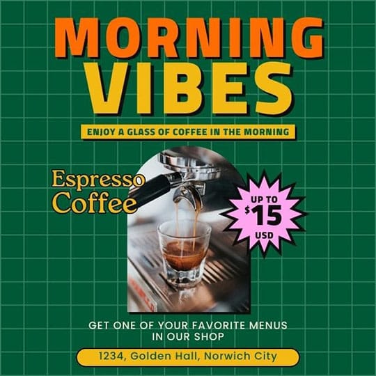 Canva Morning Vibes Coffee Verdegreen Instagram Post