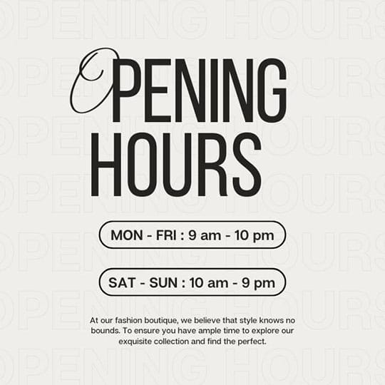 Canva Opening Hours Fashion Instagram Post