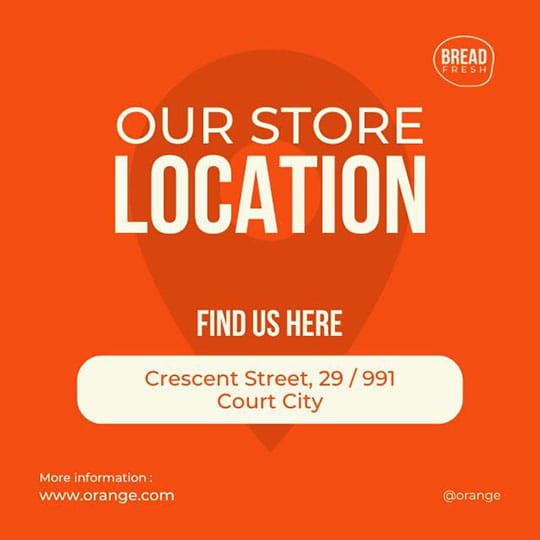 Canva Our Store Location Orange Instagram Post