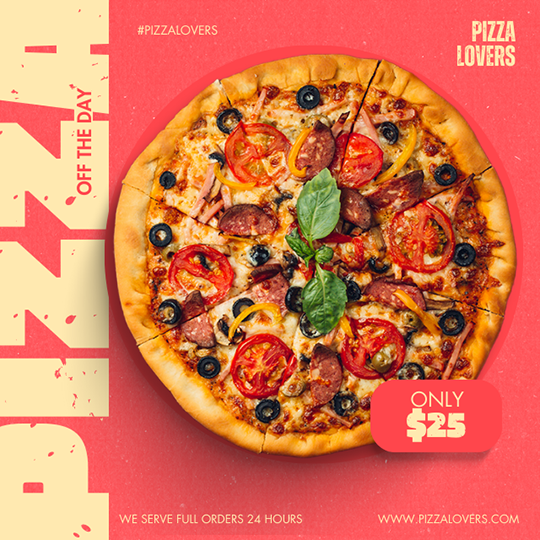 Canva Pizza Off The Day Peach Pizza Instagram Post