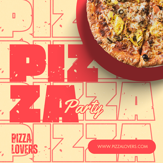 Canva Pizza Party Peach Pizza Instagram Post