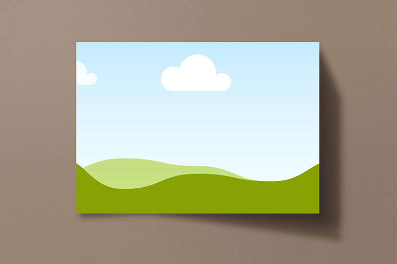 Canva Postcard Mockup on Brown Solid Background