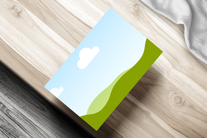 Canva Realistic Business Card Mockup on Wooden Background