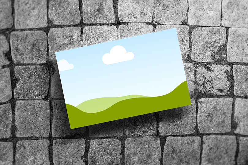 Canva Realistic Photography Business Card Mockup on Stone Paving