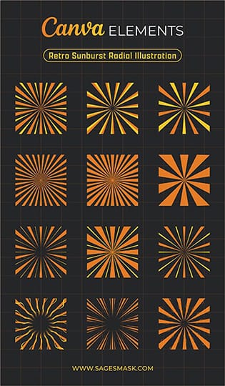 Canva Retro Sunburst Radial Illustration Elements