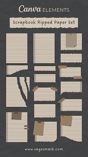 Canva Scrapbook Ripped Paper Set Elements