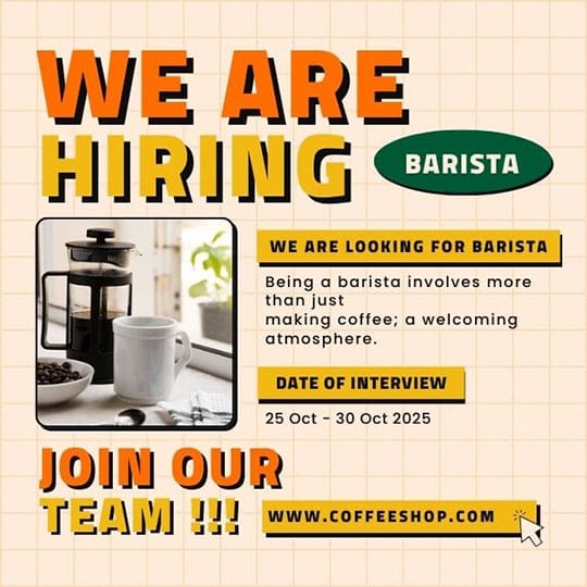 Canva We Are Hiring Coffee Verdegreen Instagram Post