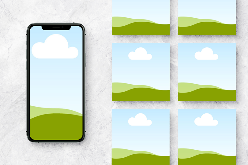 Canva iPhone X and Post Feed Mockup on Marble Background