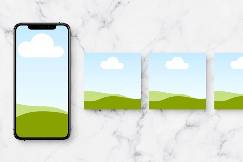 Canva iPhone X and Post Feed Mockup on Marble Background