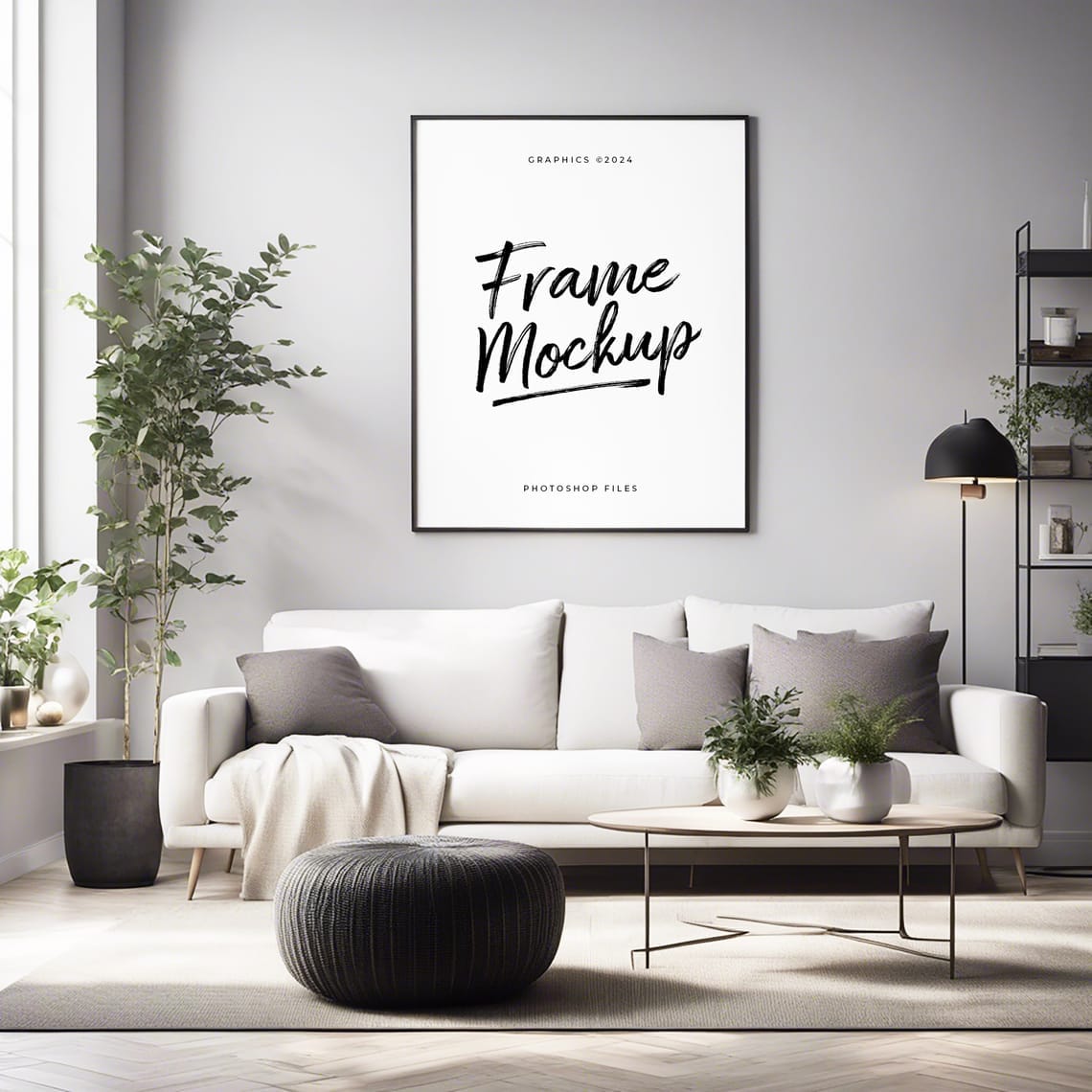 Photoshop Clean Minimal Interior Frame Mockup on Wall