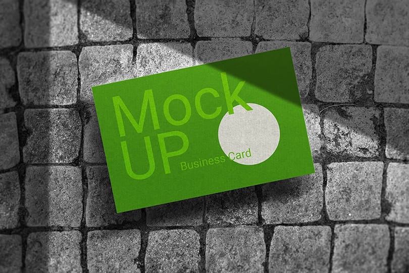 Photoshop Close Up Business Card Mockup on Stone Texture