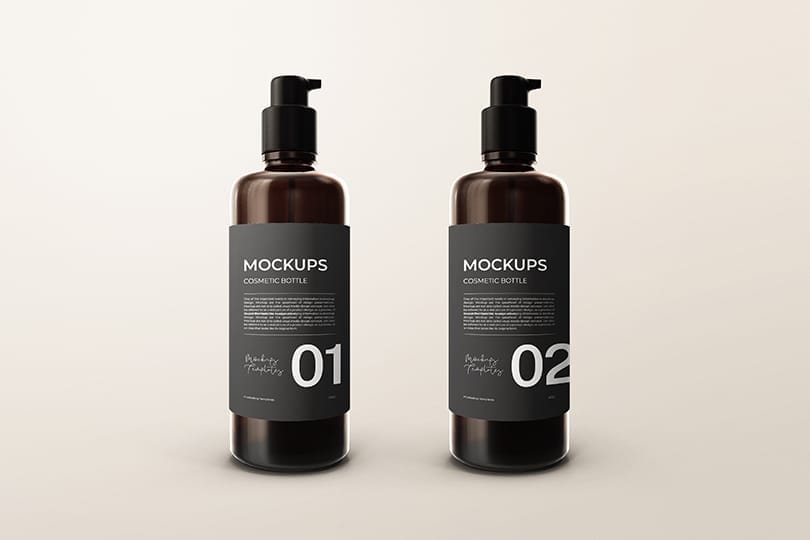 Photoshop Double Cosmetic Bottle Mockup on Neutral background