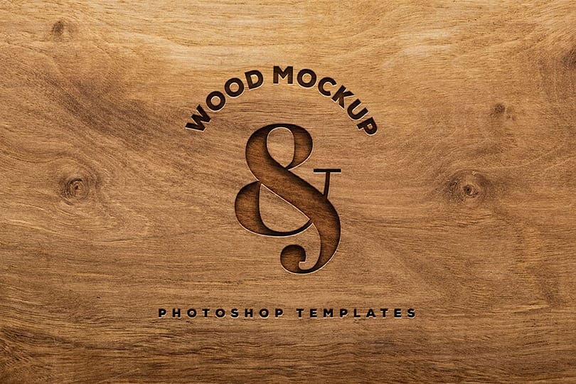 Photoshop Engraved Wood Logo Mockup