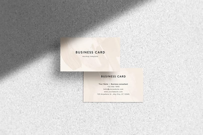 Photoshop Floating White Business Card Mockup