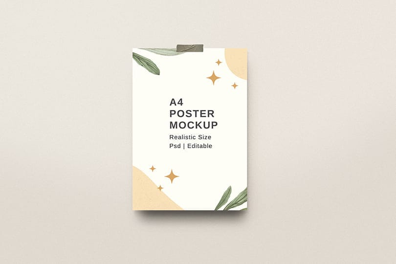 Photoshop Floral A4 Poster Mockup