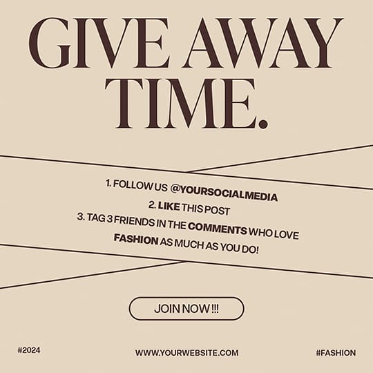 Photoshop Give Away Time Fashion Instagram Post