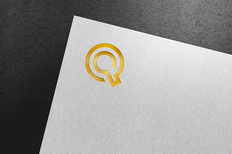 Photoshop Gold Logo Mockup on Textured White Paper Template