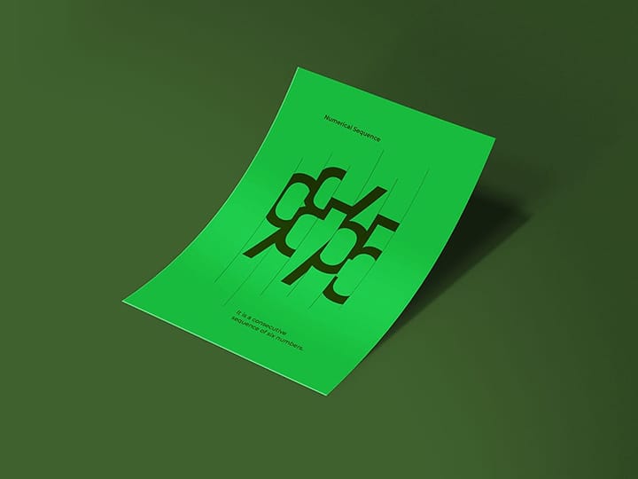 Photoshop Green Numerical Sequence Poster Mockup