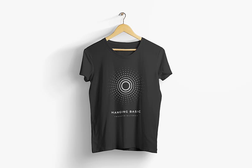 Photoshop Hanging Basic T-Shirt Mockup with Long Shadow