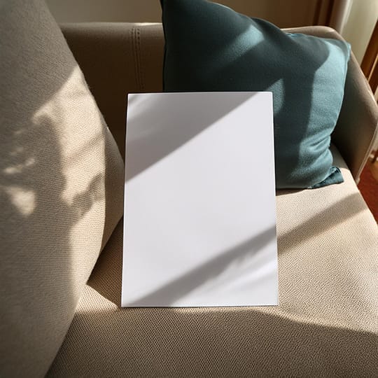 Image A4 Paper Mockup On Sofa