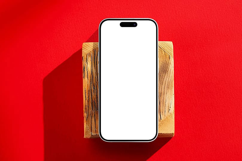 Image Branding iPhone Mockup on Wooden Cube