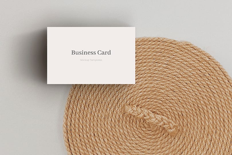 Photoshop Image Business Card Mockup With Rope Weave