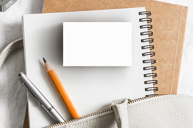 Image Business Card On Diary Mockup