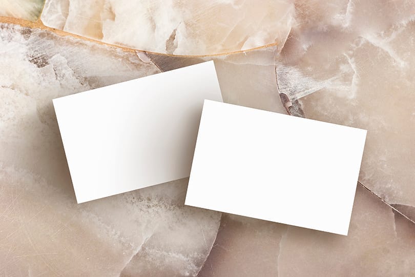 Image Business Card On Marble Background Mockup