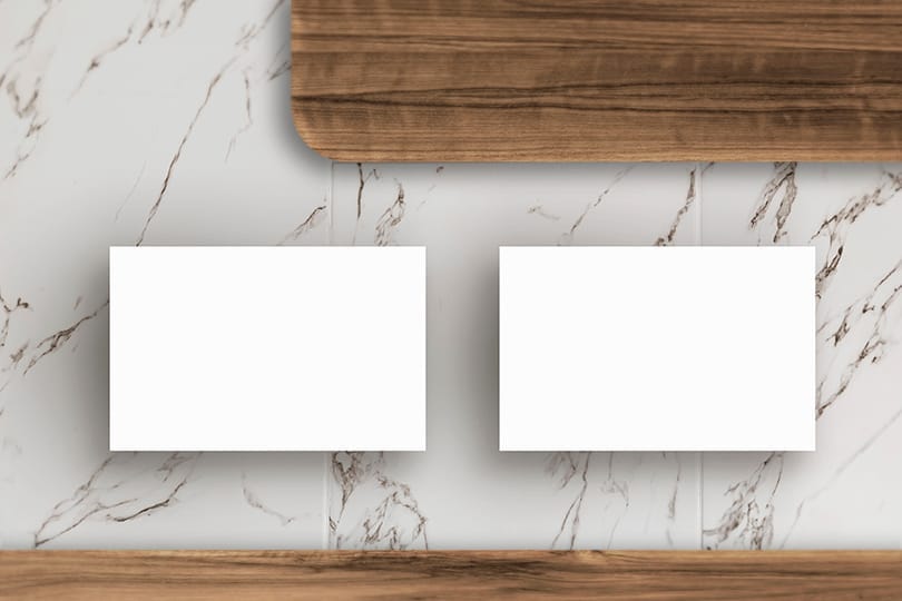 Image Business Card On Marble Table Mockup