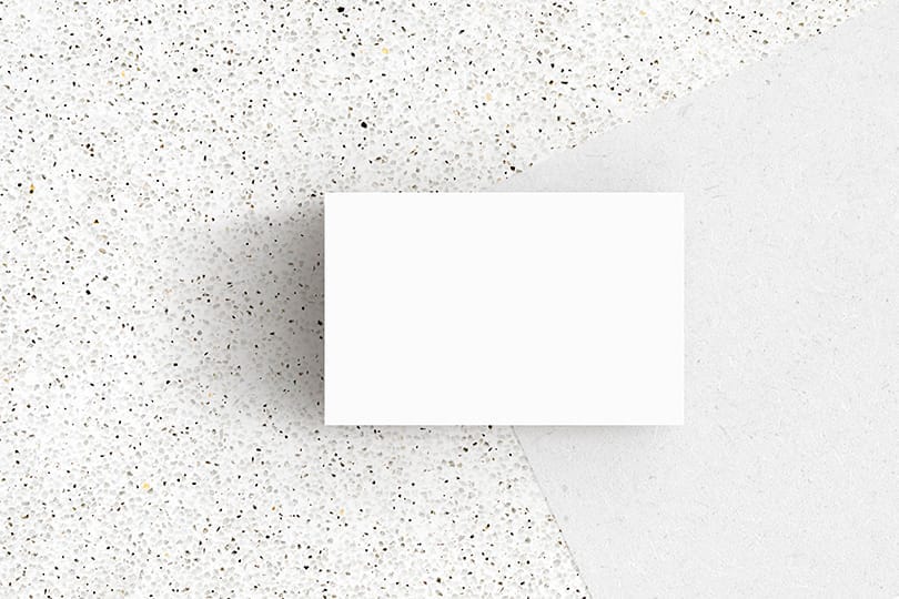 Image Business Card On Speckled Marble Background Mockup