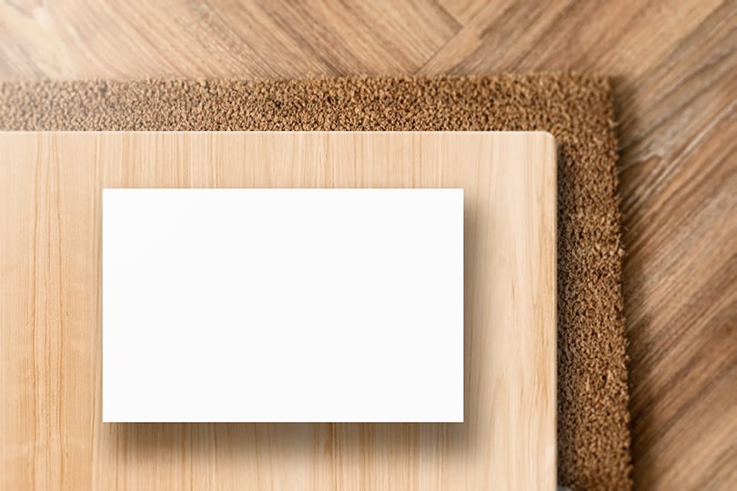 Image Business Card On Wood Texture Background Mockup