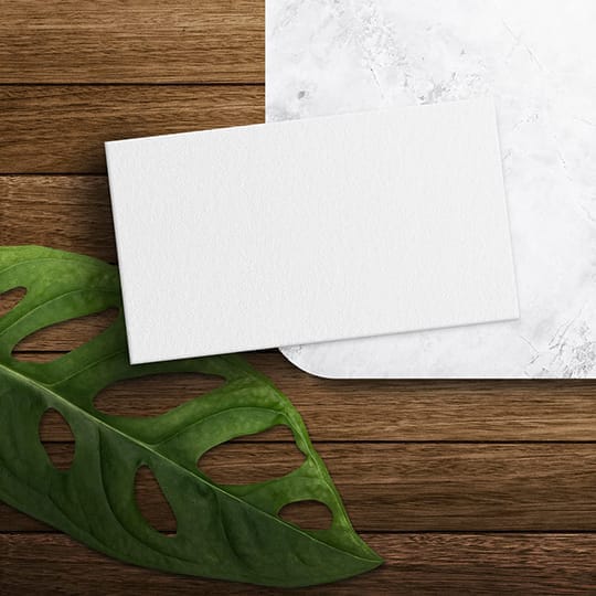 Image Business Card On Wooden Surface Mockup