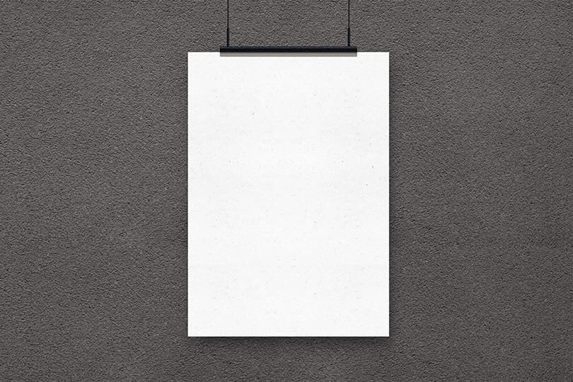 Image Hanging Poster Mockup on Grey Textured Wall